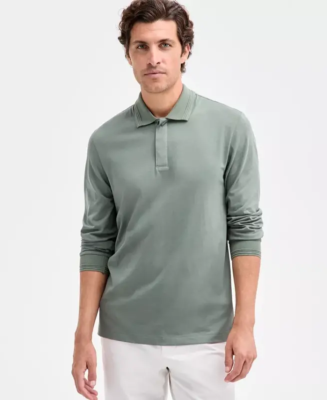 Men's Mercerized Polo Shirt, Created for Modazone - New Sage - 1
