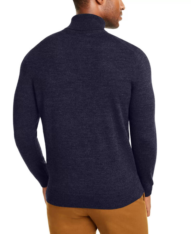 Men's Merino Wool Blend Turtleneck Sweater, Created for Macy's, Navy Blue - 2