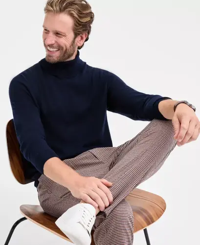 Men's Merino Wool Blend Turtleneck Sweater, Created for Modazone - 2