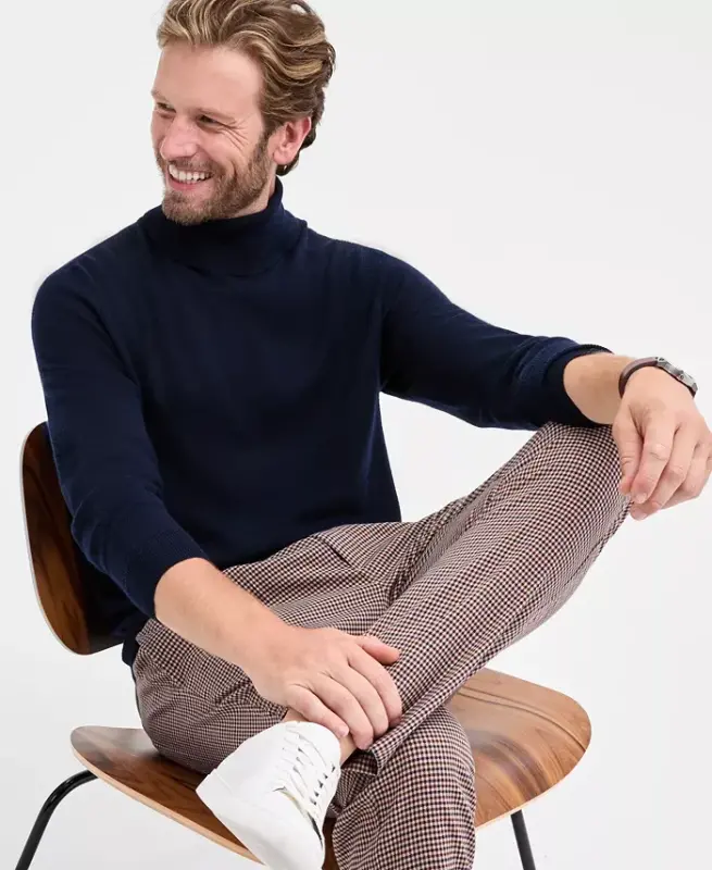 Men's Merino Wool Blend Turtleneck Sweater, Created for Modazone - 2