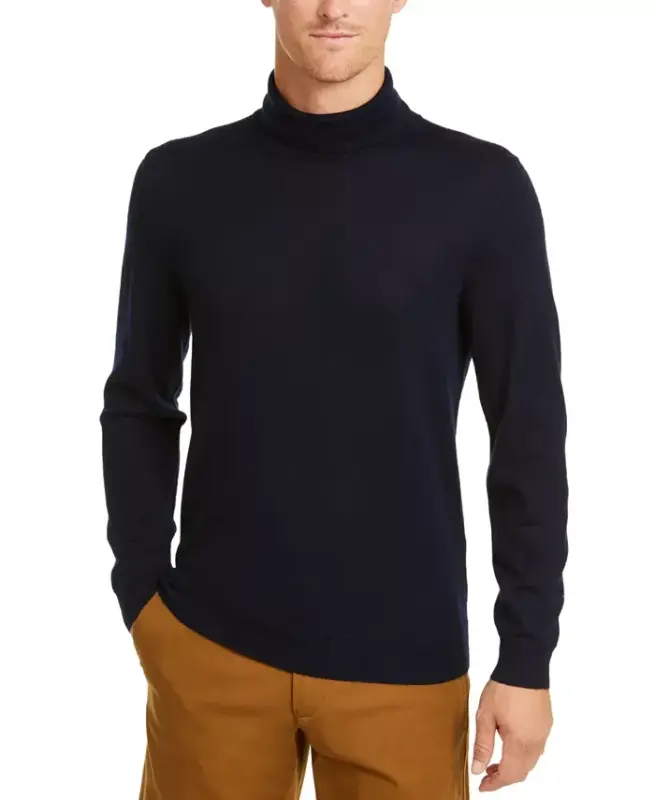Men's Merino Wool Blend Turtleneck Sweater, Created for Modazone - CLUB ROOM