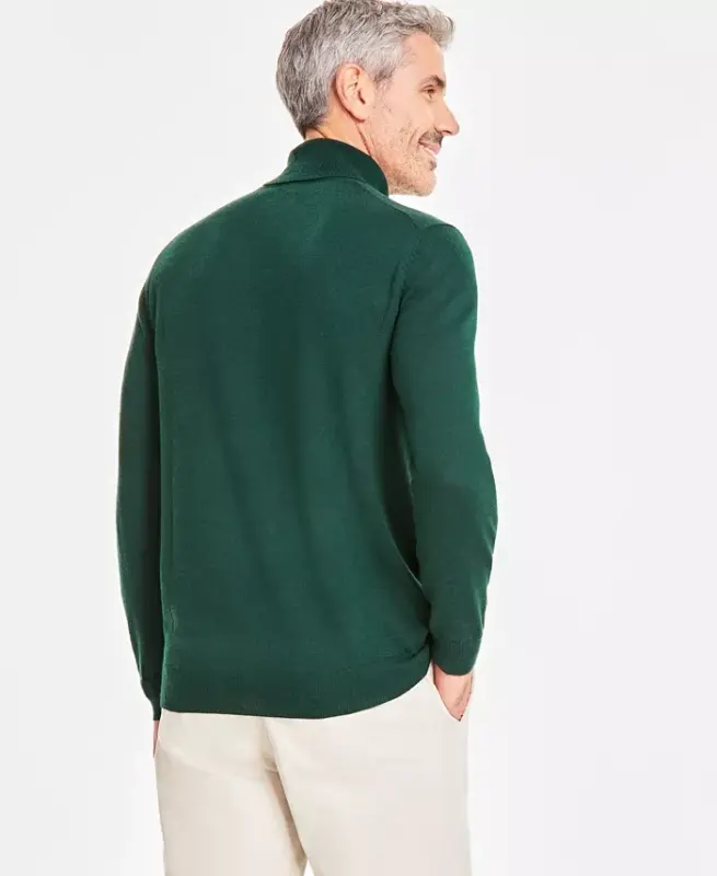 Men's Merino Wool Blend Turtleneck Sweater, Created for Modazone - Creame Deep Hunter - 7