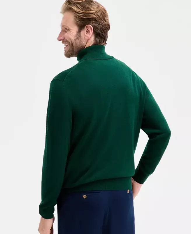 Men's Merino Wool Blend Turtleneck Sweater, Created for Modazone - Creame Deep Hunter - 5