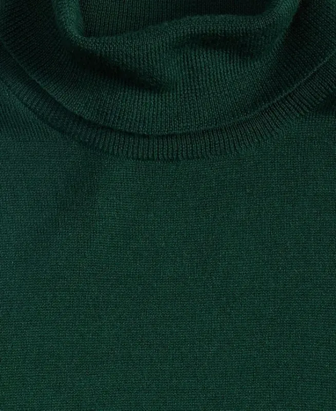 Men's Merino Wool Blend Turtleneck Sweater, Created for Modazone - Creame Deep Hunter - 8