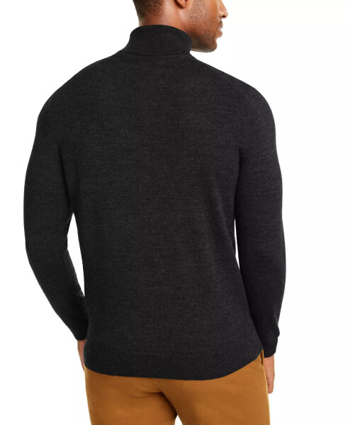 Men's Merino Wool Blend Turtleneck Sweater, Created for Modazone Deep Black - 2