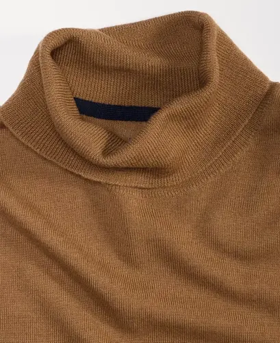 Men's Merino Wool Blend Turtleneck Sweater, Created for Modazone - Fawn Heather - 3