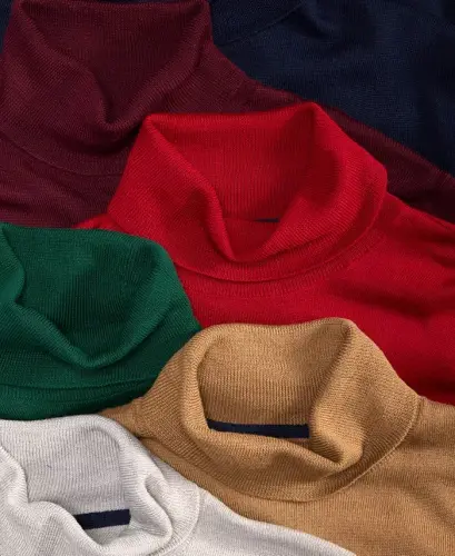 Men's Merino Wool Blend Turtleneck Sweater, Created for Modazone - Light Gray Heather - 8