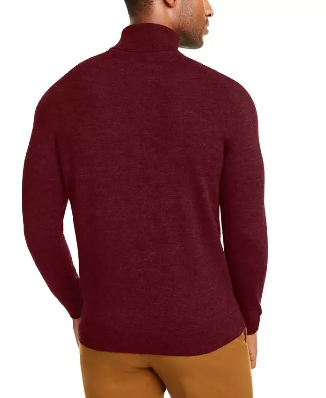 Men's Merino Wool Blend Turtleneck Sweater, Created for Modazone - Red Plum - 2