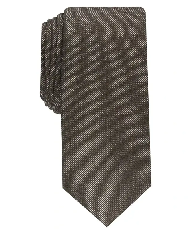 Men's Metallic Texture Slim Tie, Created for Modazone - Metallia Gold - ALFANI