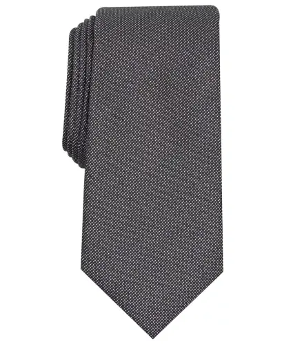 Men's Metallic Texture Slim Tie, Created for Modazone - Silver - 1