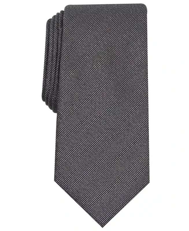 Men's Metallic Texture Slim Tie, Created for Modazone - Silver - 1