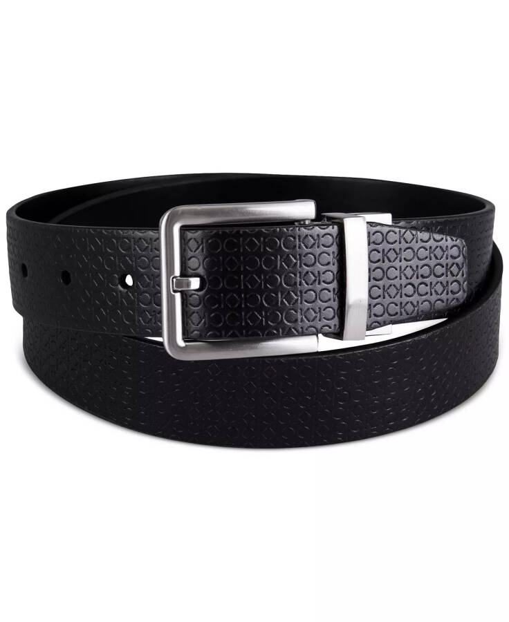 Men's Micro Logo Strap Reversible Casual Belt Black/Black - 1