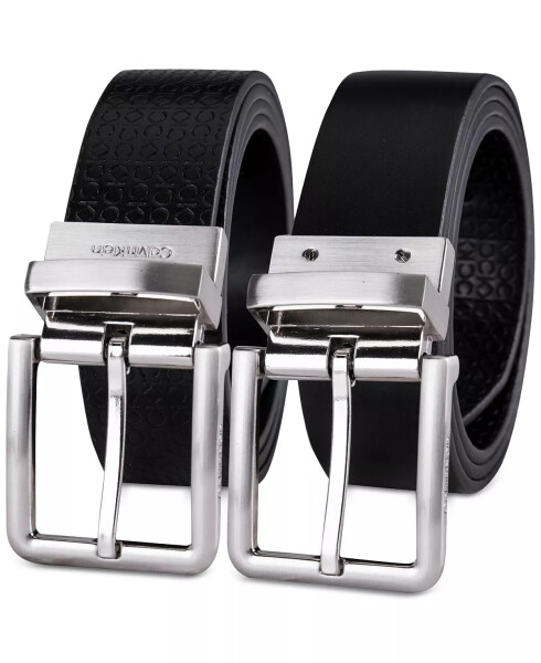 Men's Micro Logo Strap Reversible Casual Belt Black/Black - 3