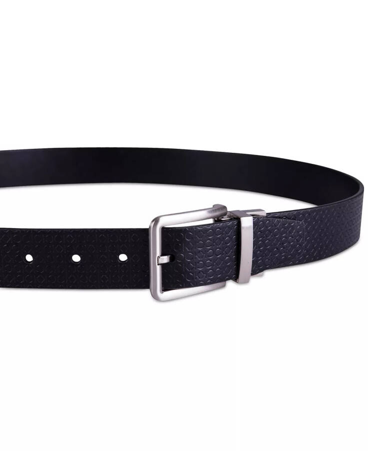 Men's Micro Logo Strap Reversible Casual Belt Black/Black - 5