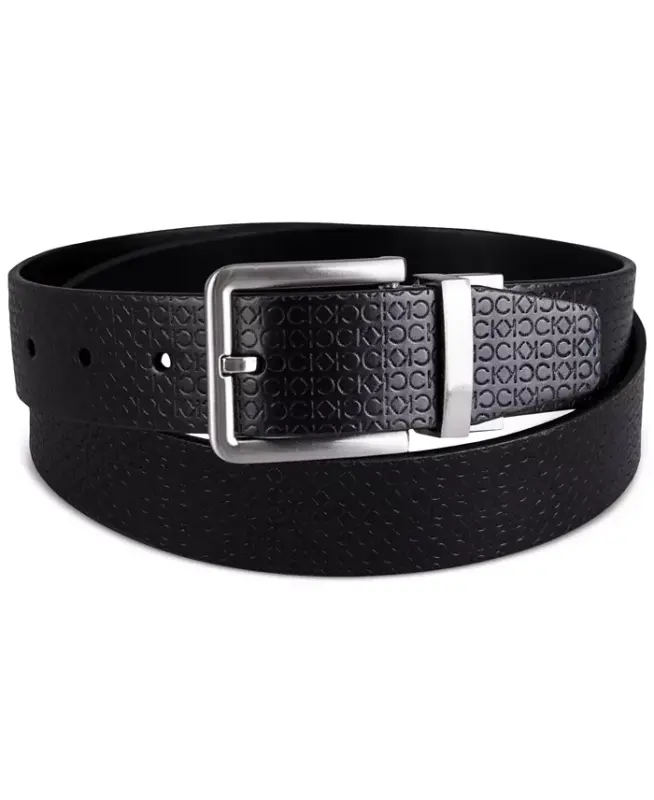 Men's Micro Logo Strap Reversible Casual Belt-Black/Black - CALVIN KLEIN