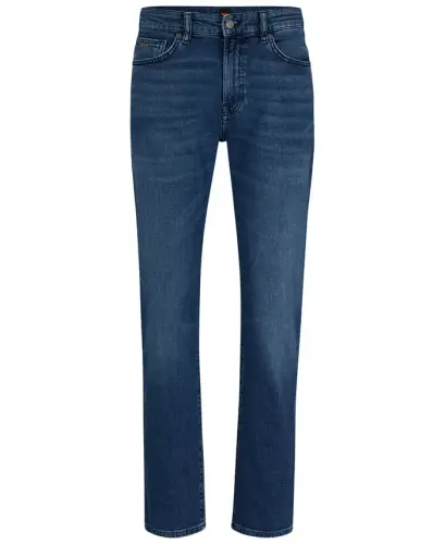 Men's Mid-Blue Comfort-Stretch Regular-Fit Jeans-Medium Blue - HUGO BOSS (1)