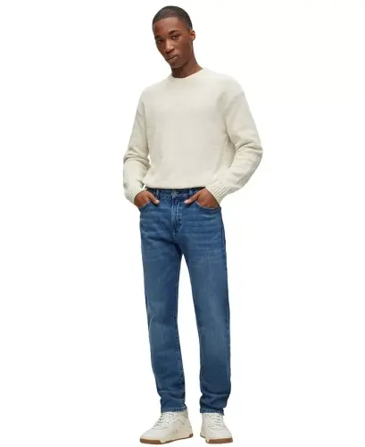 Men's Mid-Blue Comfort-Stretch Regular-Fit Jeans-Medium Blue - 4