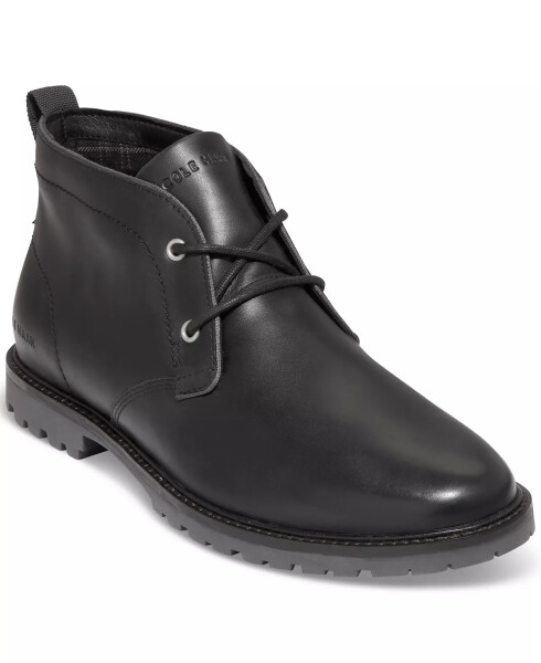 Men's Midland Leather Water-Resistant Lace-Up Lug Sole Chukka Boots Black/grey Pinstripe - 1