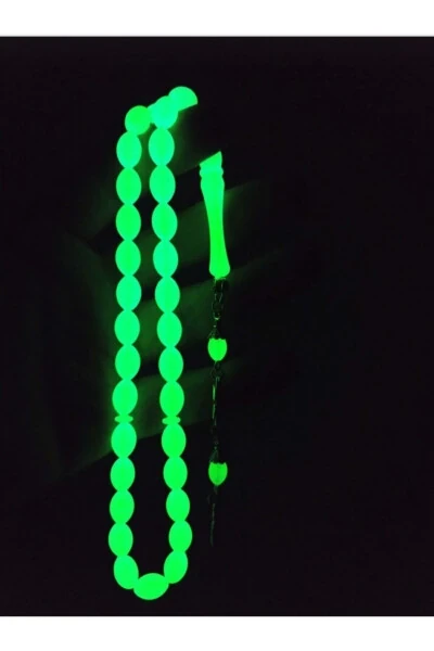 Men's Milky White Capsule Cut Night Luminous Luminous Phosphor Powder Amber Tasbih - GENEL MARKALAR (1)