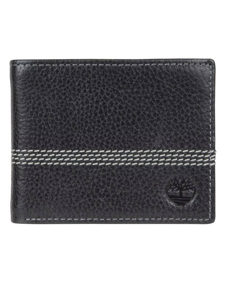 Men's Milled Quad Stitch Passcase Wallet Black - 1