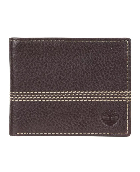 Men's Milled Quad Stitch Passcase Wallet Brown - 1