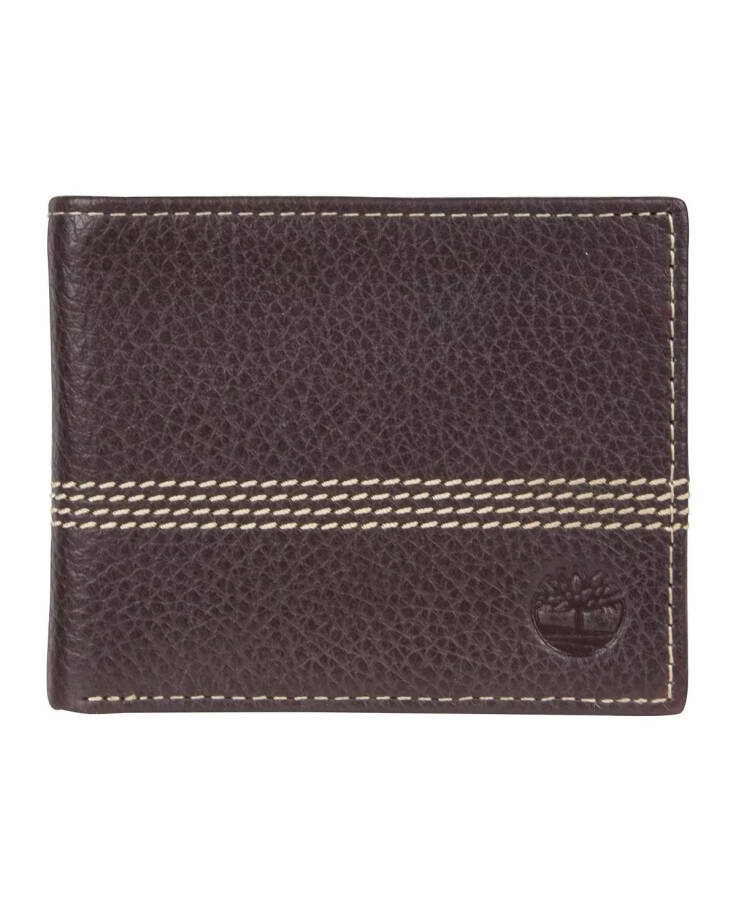 Men's Milled Quad Stitch Passcase Wallet Brown - 1