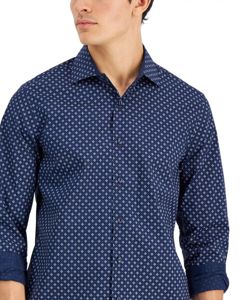 Men's Mini Medallion Print Shirt, Created for Modazone Navy Blue - 3