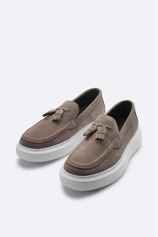 Men's Mink %100 Suede Leather Moccasin Shoe A41y8029-Vizon - 2