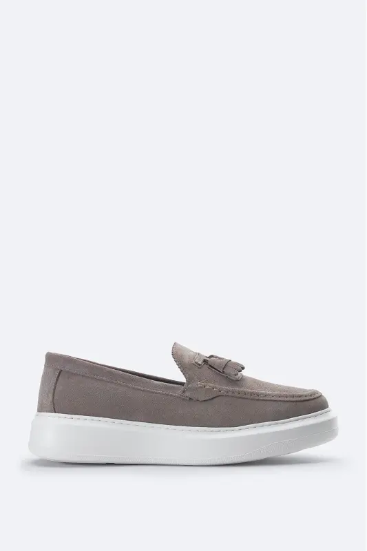 Men's Mink %100 Suede Leather Moccasin Shoe A41y8029-Vizon - AVVA