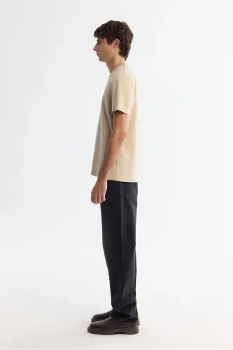 Men's Mink Crew Neck Gaufraged Elastane T-Shirt A42Y1004-Mink - 3