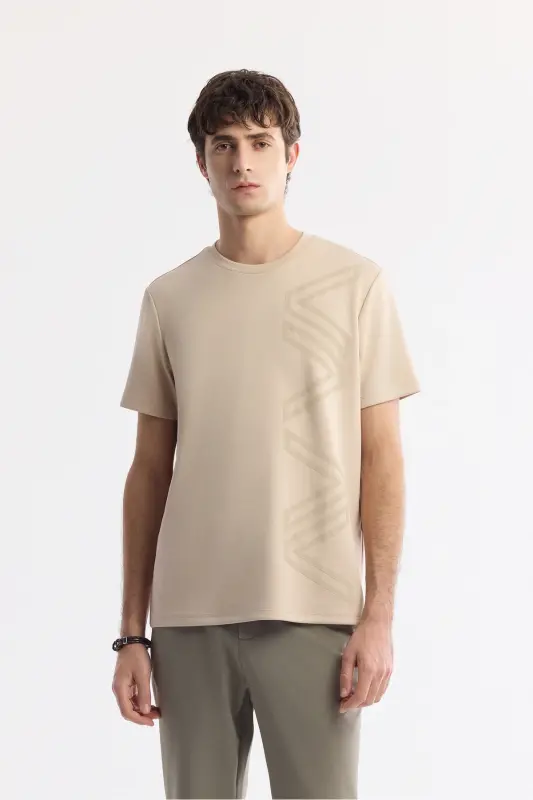 Men's Mink Printed Crew Neck Interlock T-Shirt - 1