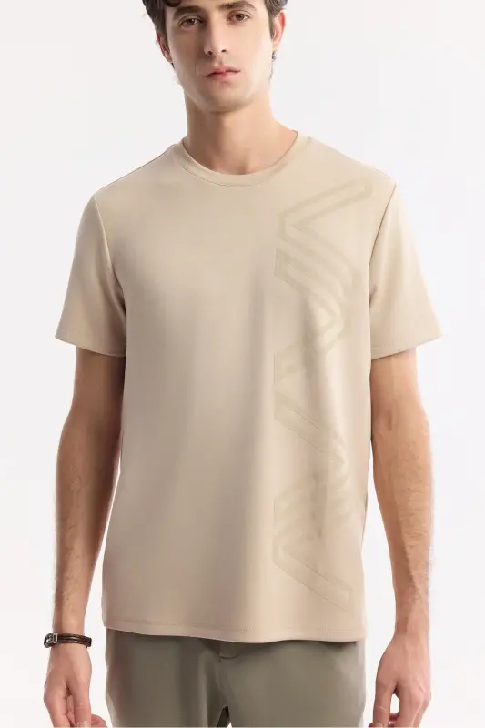 Men's Mink Printed Crew Neck Interlock T-Shirt - 2