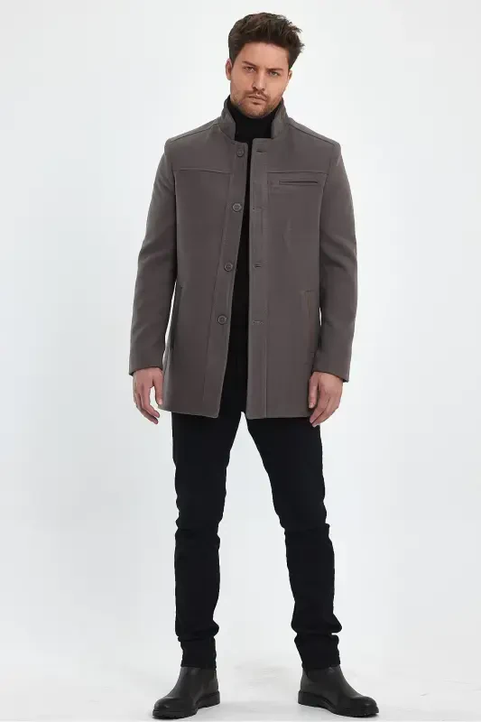 MEN'S MINK SLIM FIT OVERCOAT-MINK - TREND KOMBİN