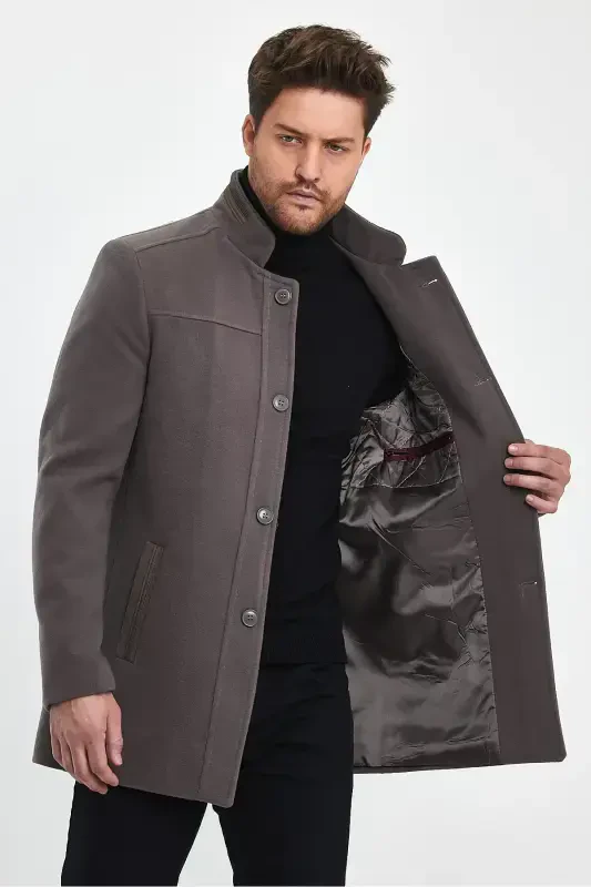 MEN'S MINK SLIM FIT OVERCOAT-MINK - 2