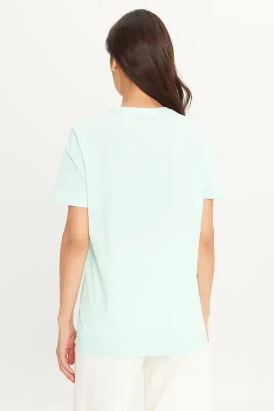 Men's Mint 100% Cotton Slim Fit Narrow Cut Crew Neck Basic T-Shirt-Mint - 9