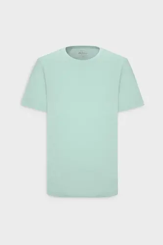Men's Mint 100% Cotton Slim Fit Narrow Cut Crew Neck Basic T-Shirt-Mint - 10