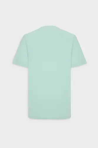 Men's Mint 100% Cotton Slim Fit Narrow Cut Crew Neck Basic T-Shirt-Mint - 15