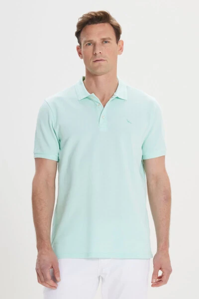 Men's Mint Slim Fit Polo Collar 100% Cotton Short Sleeve T-Shirt - ALTINYILDIZ CLASSICS