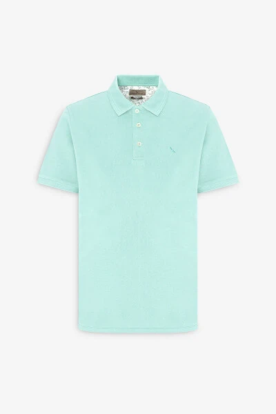 Men's Mint Slim Fit Polo Collar 100% Cotton Short Sleeve T-Shirt - 6