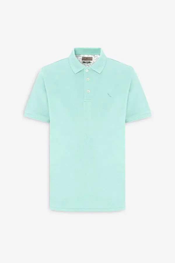 Men's Mint Slim Fit Polo Collar 100% Cotton Short Sleeve T-Shirt - 6