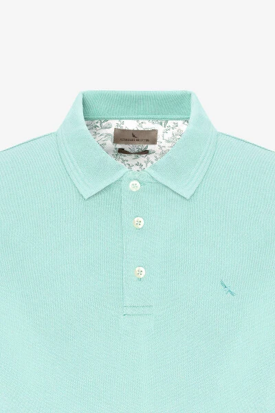 Men's Mint Slim Fit Polo Collar 100% Cotton Short Sleeve T-Shirt - 7