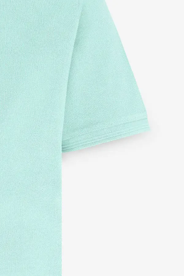 Men's Mint Slim Fit Polo Collar 100% Cotton Short Sleeve T-Shirt - 8