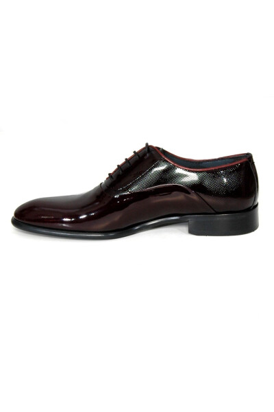 Men's Modern Classic Burgundy Patent Leather Lace-Up Shoes Product 104 - 3