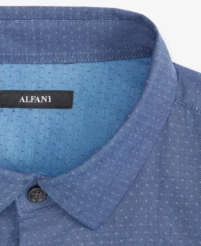 Men's Modern Classic-Fit Stretch Dot Dobby Button-Down Shirt, Created for Modazone - Navy Combo - 3