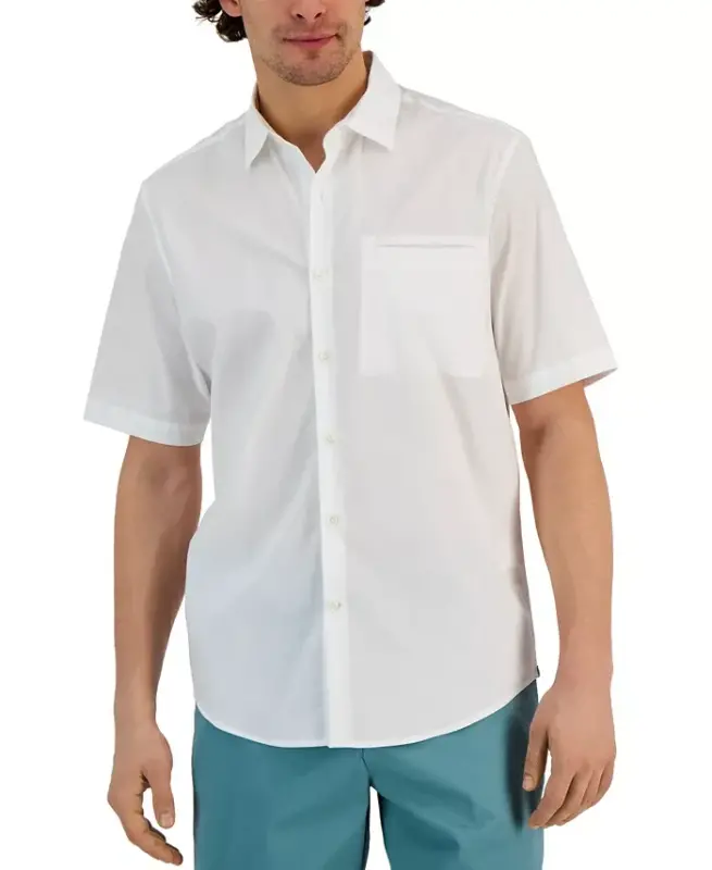 Men's Modern Classic-Fit Stretch Solid Button-Down Shirt, Created for Modazone - Bright White - ALFANI