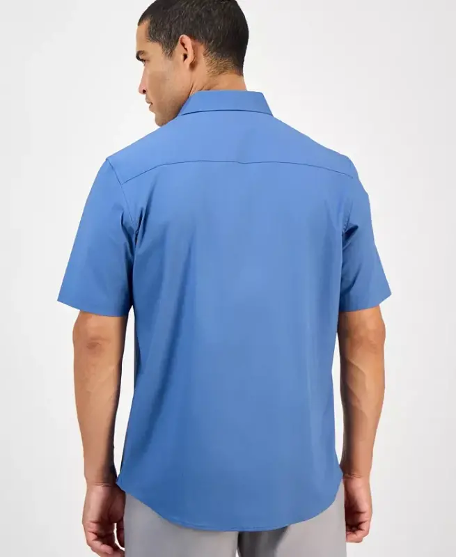 Men's Modern Classic-Fit Stretch Solid Button-Down Shirt, Created for Modazone - Bright White - 4