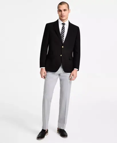 Men's Modern-Fit Active Stretch Solid Blazer-Black 