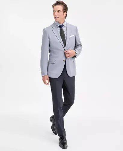 Men's Modern-Fit Active Stretch Solid Blazer - Light Gray - 4