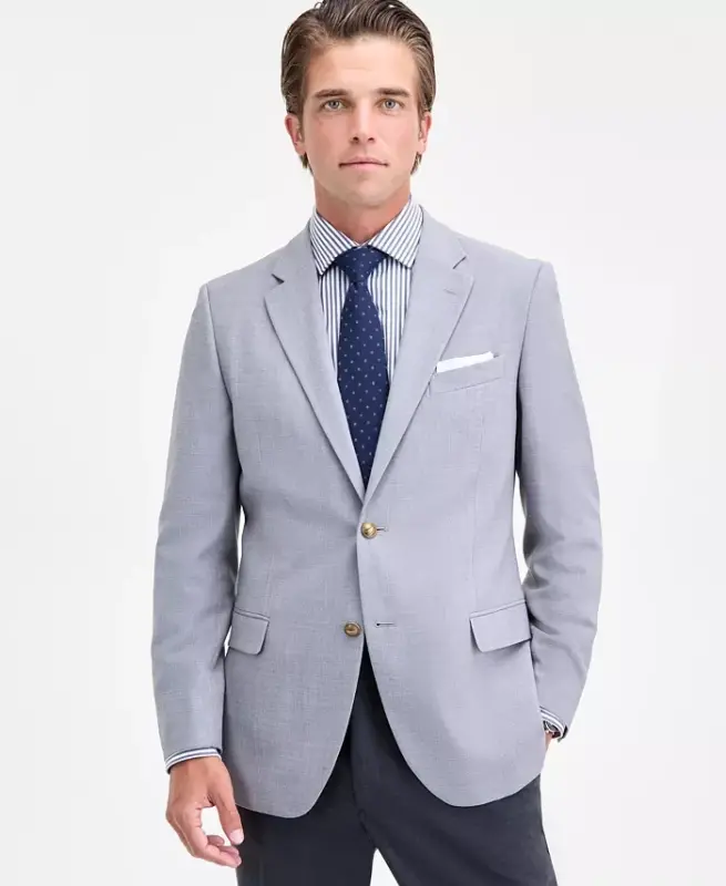 Men's Modern-Fit Active Stretch Solid Blazer - Light Gray - NAUTICA