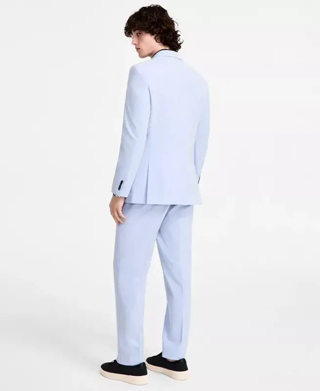 Men's Modern-Fit Bi-Stretch Suit-Light Blue - 2